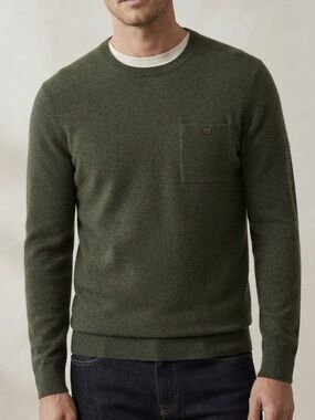 NEW Autumn Cashmere Merino Wool Crewneck Pullover Sweater in Army Green Olive